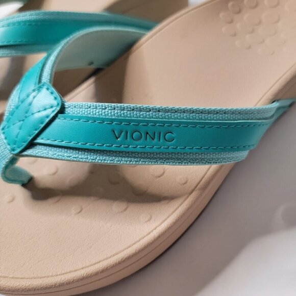 Vionic High Tide Wedge Sandal Cute Summer Thong Flip Flops Ocean - Size 6 Wide - Picture 8 of 10